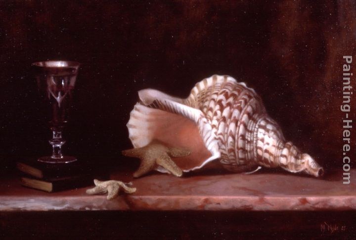 Maureen Hyde Still Life with Conch Shell, Starfish and a Glass of Wine